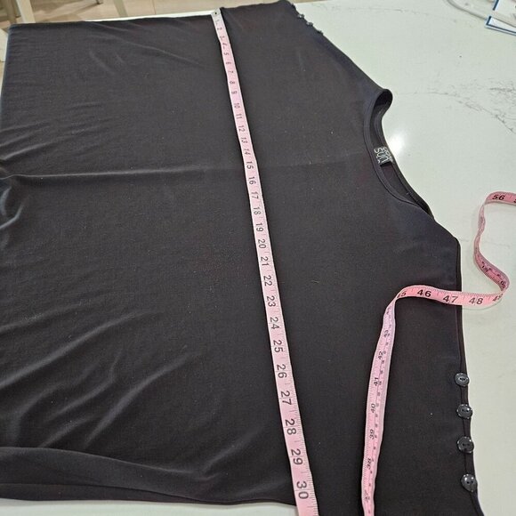 Clara Sunwoo Black Knit Top Dolman Sleeve Asymmetrical Pullover Button Detail - Picture 9 of 10